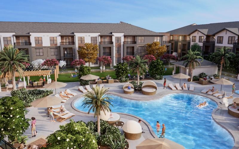 a pool with people in it