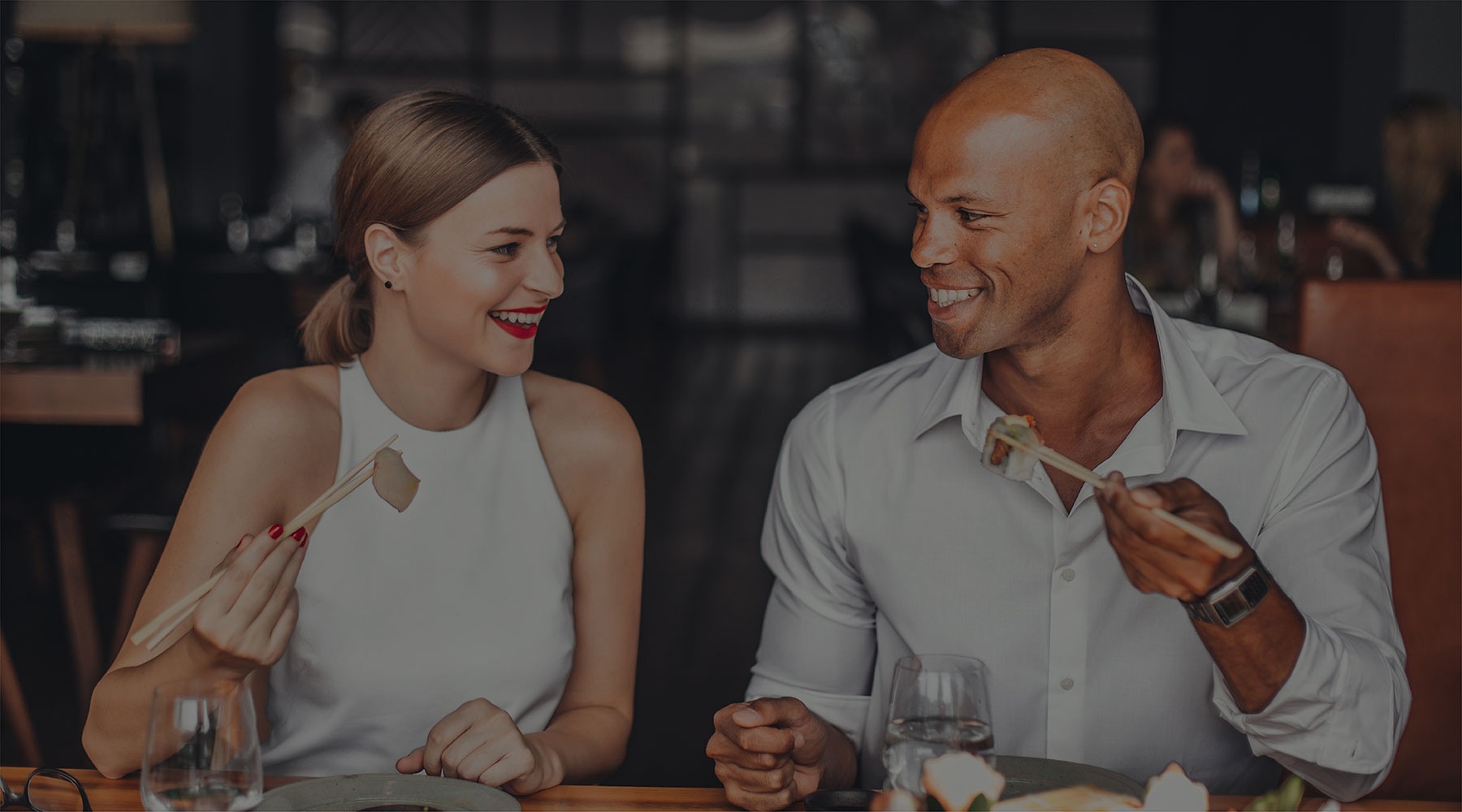 Welcome Home couple eating dinner